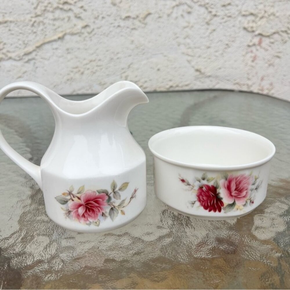 Royal Kent Vintage Floral Creamer and Sugar Bowl 2 Piece Set